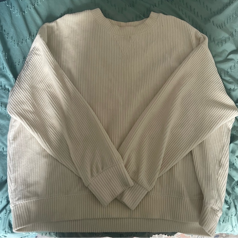 Cream Ribbed Oversized Sweater
